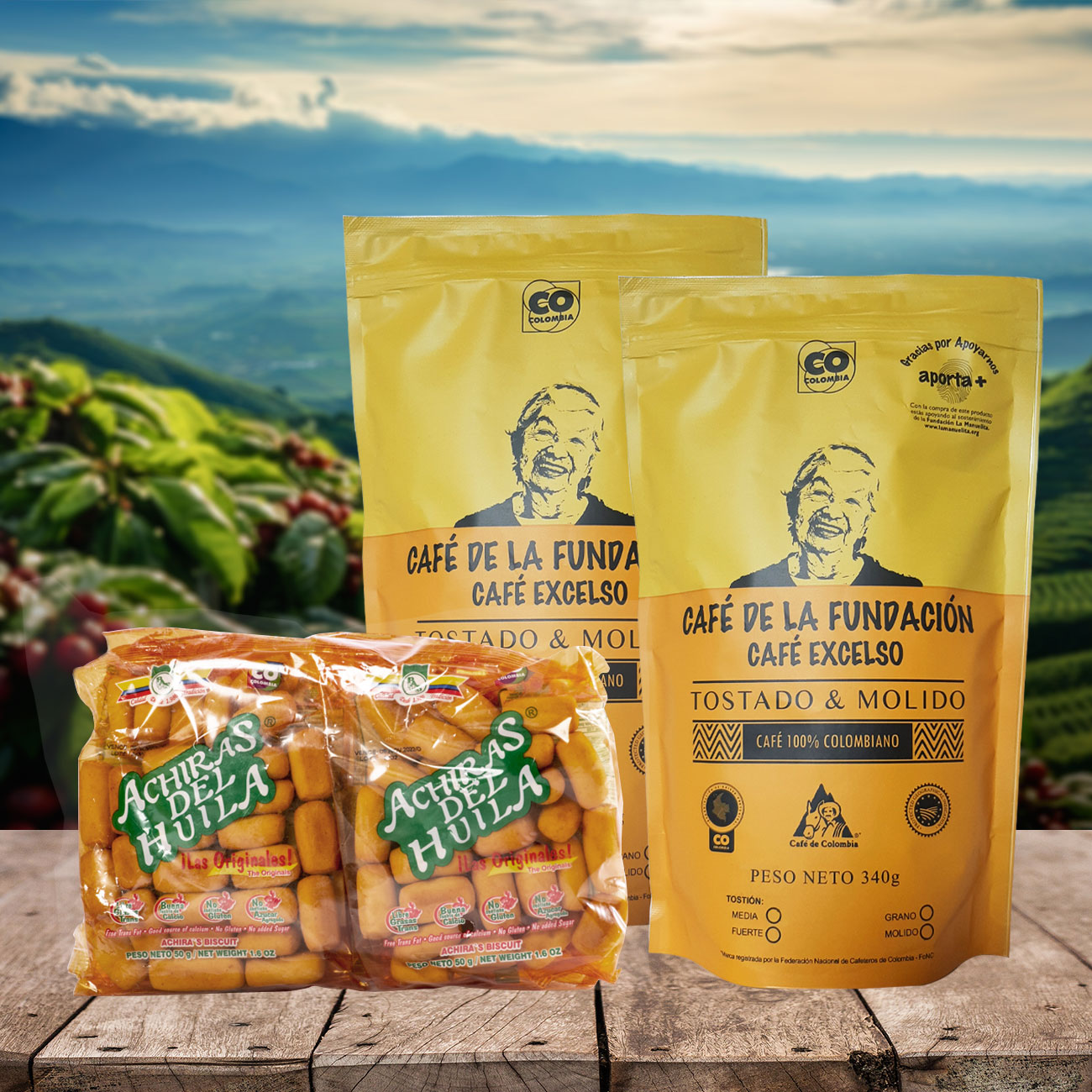 Combo Café 2 Bolsas x 340gr + Achiras x6 unid